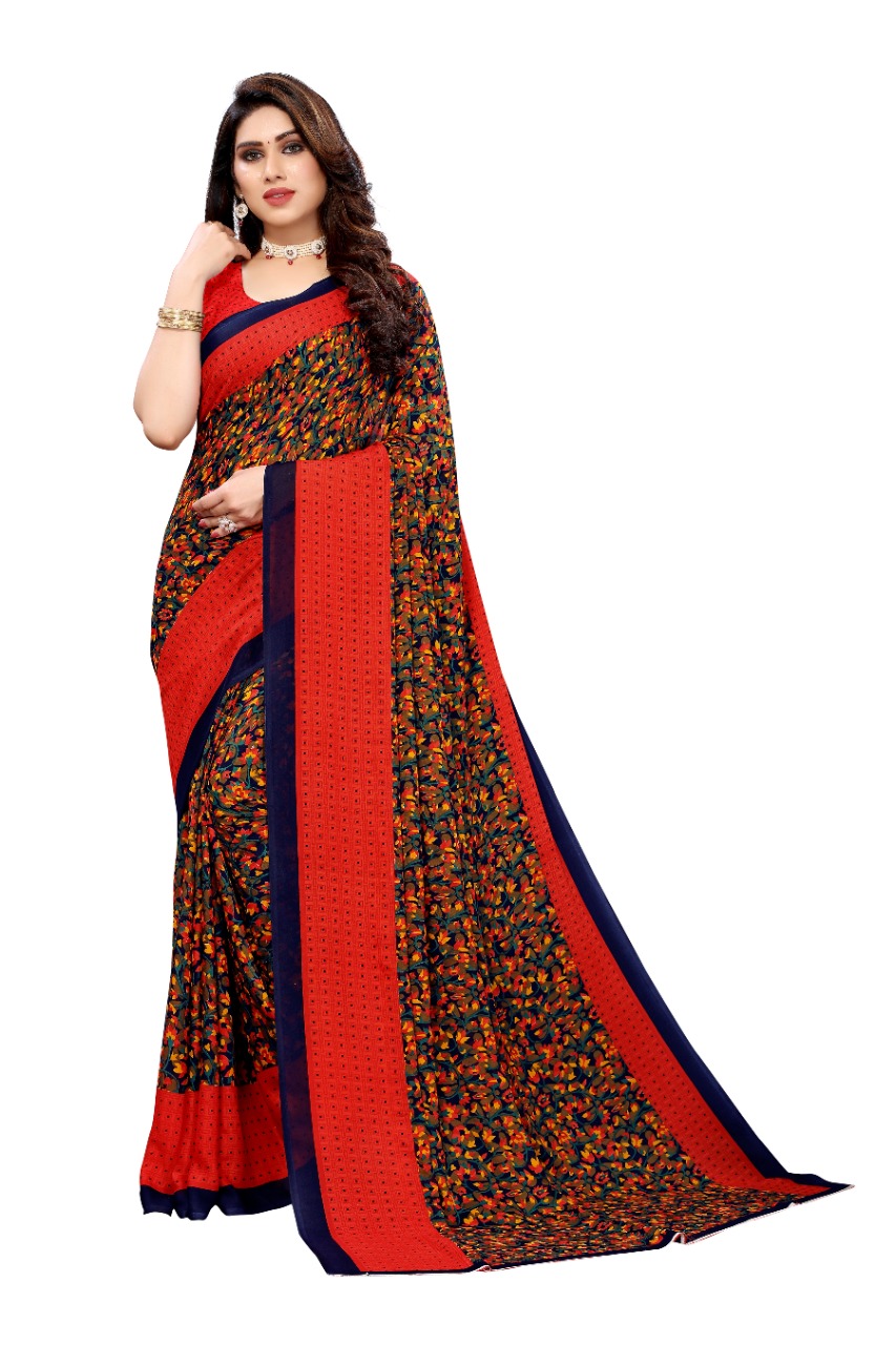 Fancy Georgette Printed Saree With blouse